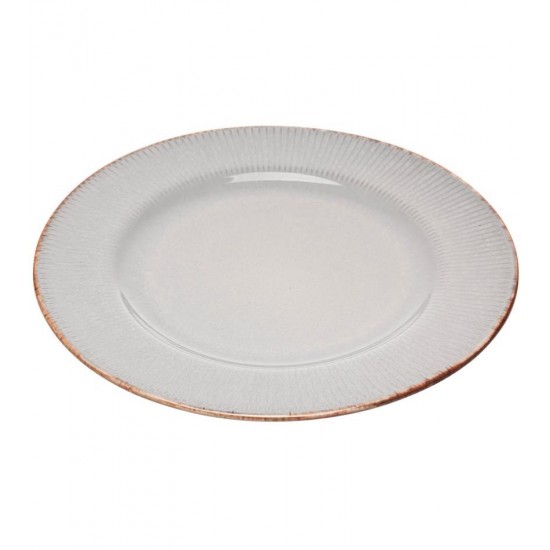 Prato Avulso Raso 27cm De Cerâmica Linear Cinza